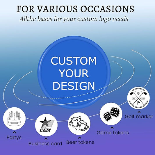 200-1000 Personalized Plastic Poker Chips,Double Sided Full Color Print,Custom Your Own Logo, Text and Image for Bar Drink Tokens,Promotonal Events,Business Cards,Party Games,15 Colors
