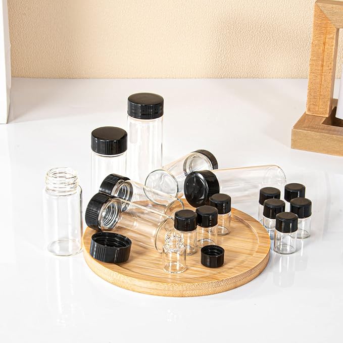 20ml Clear Small Glass Vials 30pcs with Screw Caps(30pcs)