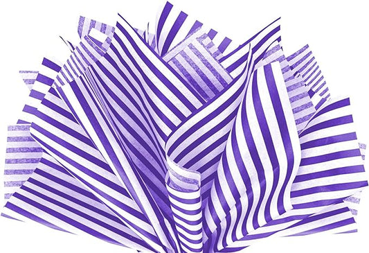 Flexicore Packaging Puple Pin Stripe Print Gift Wrap Tissue Paper Size: 15 Inch X 20 Inch | Count: 100 Sheets | Color: Purple Pin Stripe