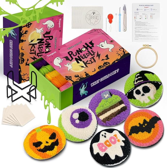 yuegool 6PCS Enchanted Oddities Punch Needle Coasters Kit – Easy DIY Embroidery by Unknown