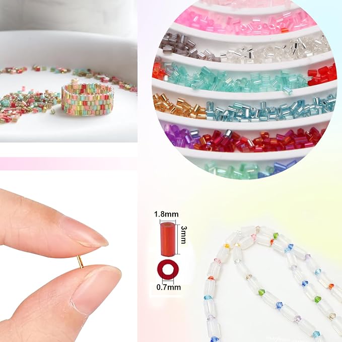 EuTengHao 19200Pcs Tube Beads Kit 3mm Glass Bugle Seed Beads - Image 3