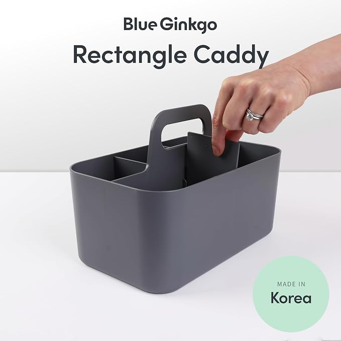 BLUE GINKGO Stackable Organizer Caddy, Dark Grey, Made in Korea | Portable. - Image 2