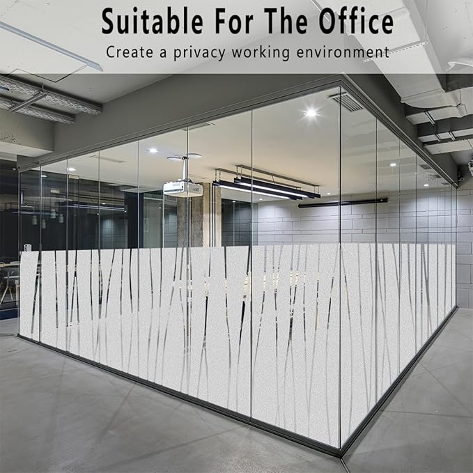 Finnez Window Privacy Film Decorative Frosted Window Cling Privacy Film for Glass, Non-Adhesive Heat Anti-UV for Home Office Living Room, Irregular Stripe Patterns, 23.6 x 118.1 Inches