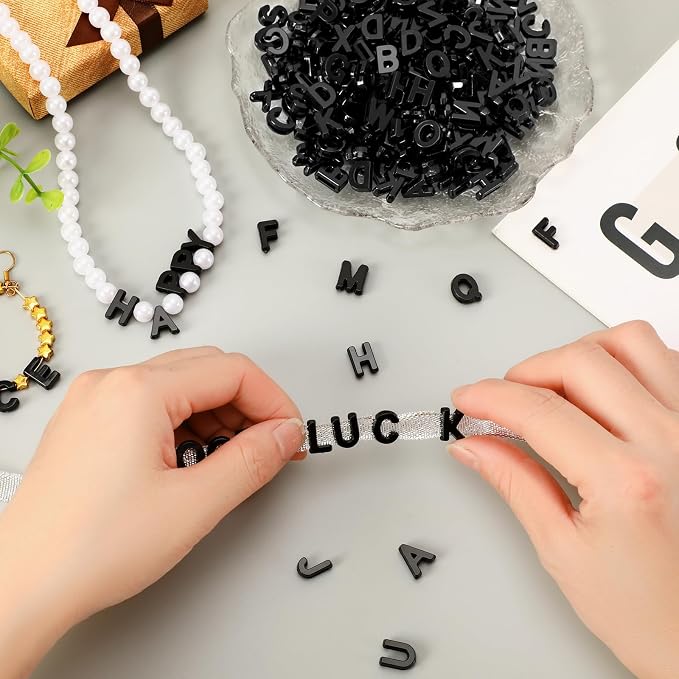 Augshy 700Pcs Black Large Alphabet Letter Beads - Image 6