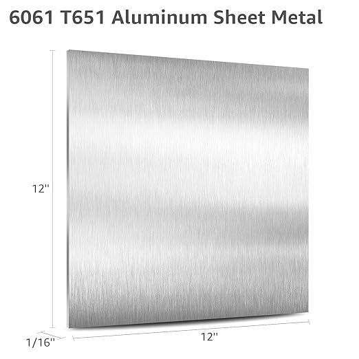 2 Pack 6061 T651 Aluminum Sheet Metal 12" x 12" x 1/16" (0.06") Rectangle Metal Plate Covered with Protective Film, 1.5mm Flat Aluminum Plate for Crafting and Industry
