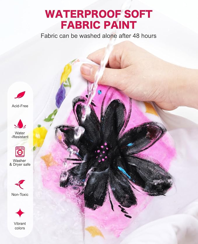 Fabric Paint, 20 Colors Permanent Soft Fabric Paint Set - Image 4
