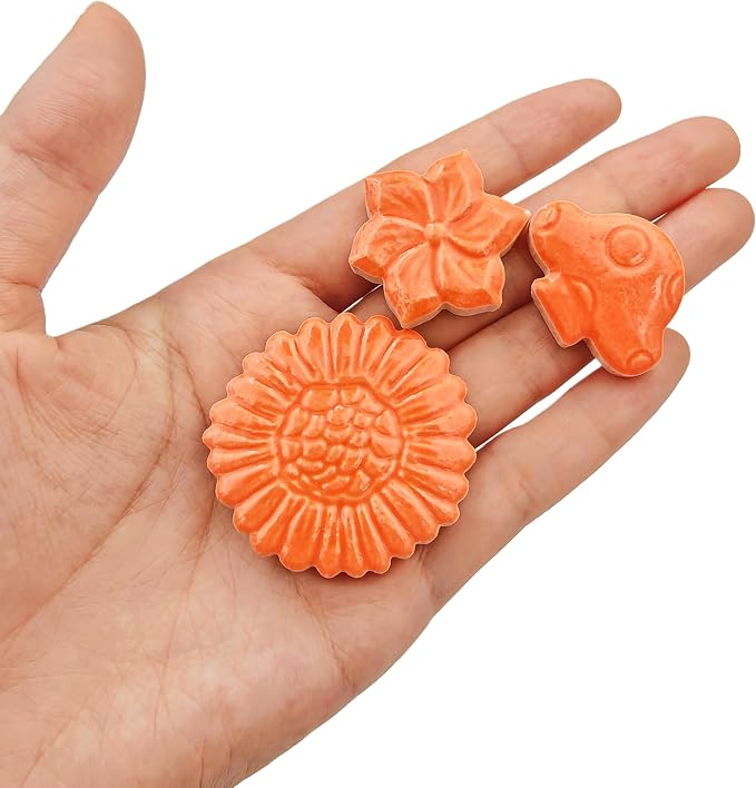 500g/1.1lb Ceramic Mosaic Tiles Mixed Shapes of Flowers, Mushrooms - Image 6