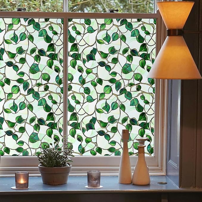 16"x118 Green Mosaic Stained Glass Double Side Window Films Art Decorative - Image 3