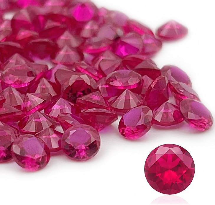 50Pcs Loose Synthetic Ruby Stone Bulk Wholesale Round Brilliant Cut Diamon by Gryrigns