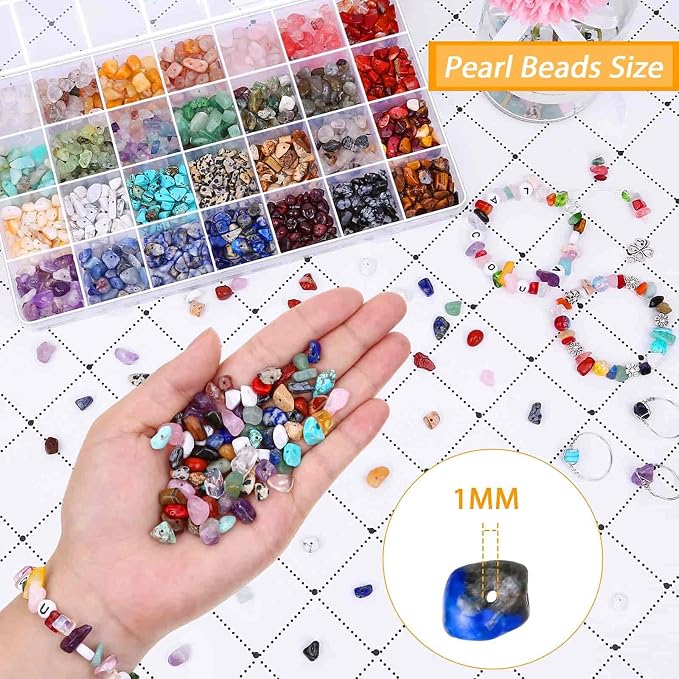 Crystal Chips Beads for Ring Making, 28 Colors Gemstone Beads for Jewelry Making - Image 4