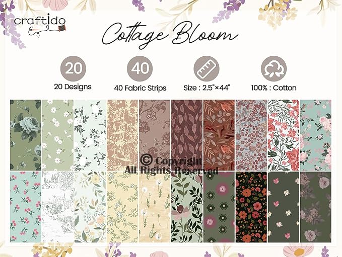 Craftido-20 Options-100% Cotton Jelly Roll Fabric Precut Strips - Image 4