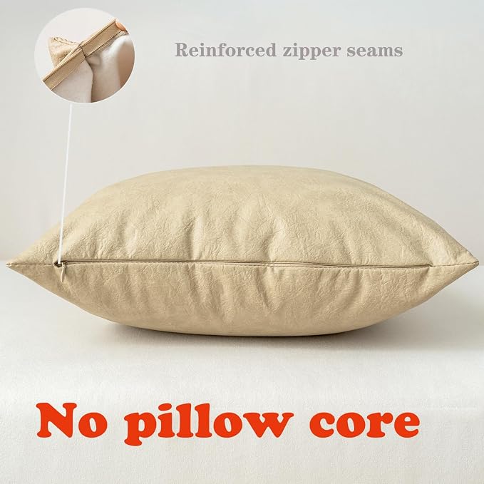 Pack of 2 Leather Lumbar Pillow Covers, Modern Decorative Thickened Luxury Faux - Image 2