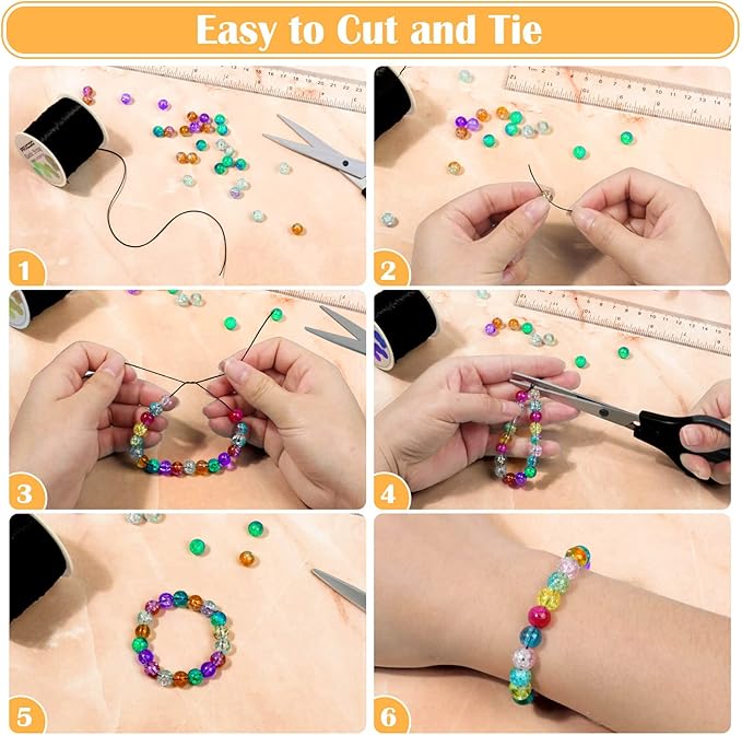 Black Elastic Stretchy String, Paxcoo Stretch Bead Cord - Image 5