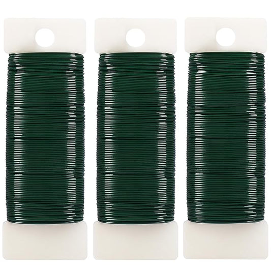 Tenn Well Green Floral Wire, 3 Pack Christmas Wreath Wire, 295 Feet 22 Gauge Florist Ties for Flower Arrangements, Christmas Ornaments, Wreath Making, Gardening, Crafts