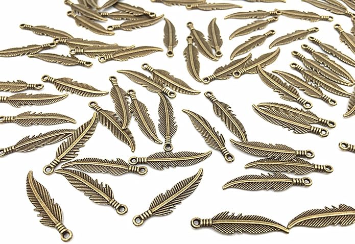 ALIMITOPIA 100pcs Alloy Feather Charms Pendants Easter Angel Wing Feather by ALIMITOPIA