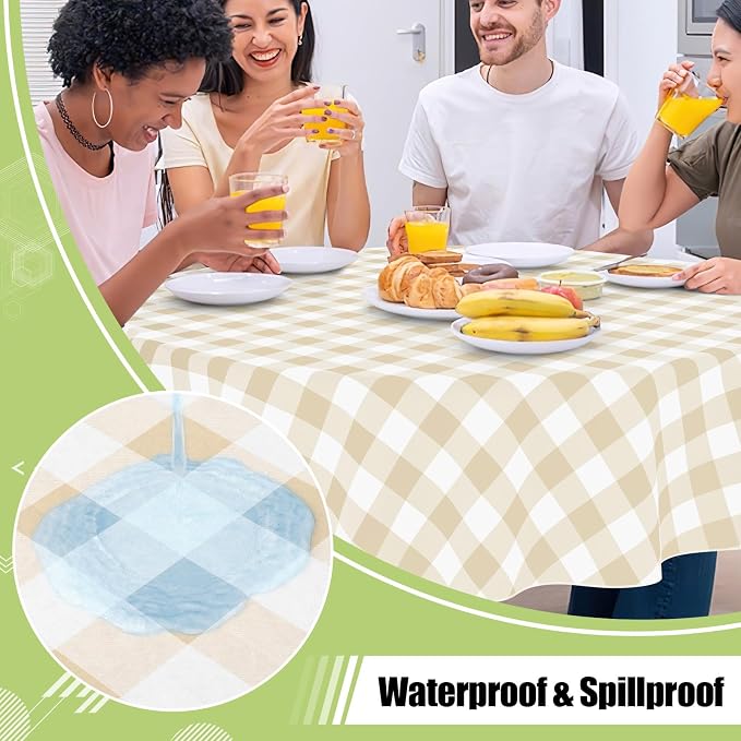 Smiry Oval Table Cloth, Waterproof Vinyl Tablecloth - Image 2