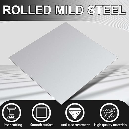 Hicarer 2 Pcs Mild Steel Sheet Cold Rolled 18 Gauge Metal Plate Weldable Metal Sheets for Professional Industrial DIY Use, Clean Surface Easy to Weld (12'' X 12'')