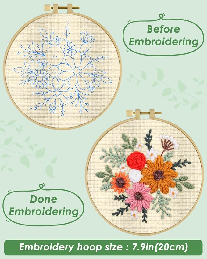 ERKOON Punch Needle Kit Beginners Adults, DIY Easy Flower Embroidery Set - Image 3