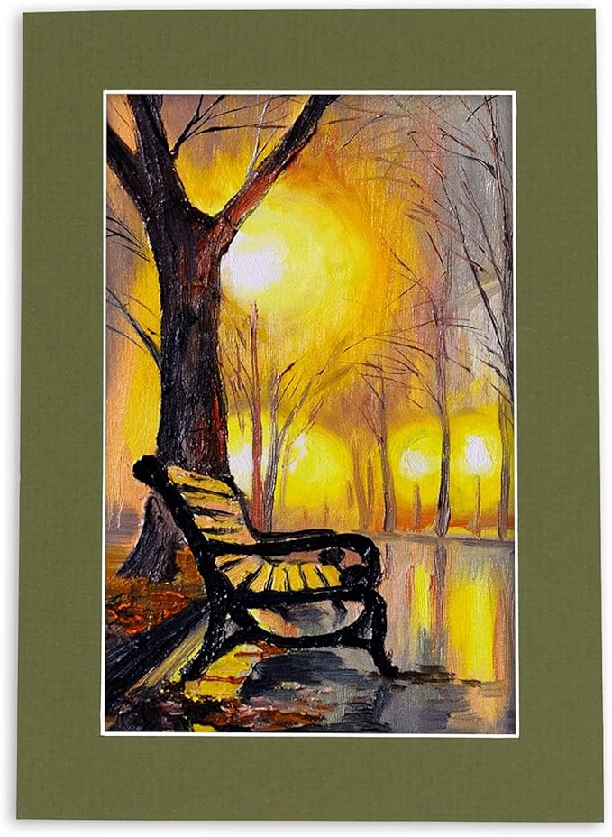 11x14 Mat for 8.5x11 Photo - Precut Dill Green Picture Matboard for Frames 11 x 14 Inches - Bevel Cut to Display Art 8.5 x 11 Inches - Acid Free Pack of 100 MATS with Backing Boards & Clear Bags