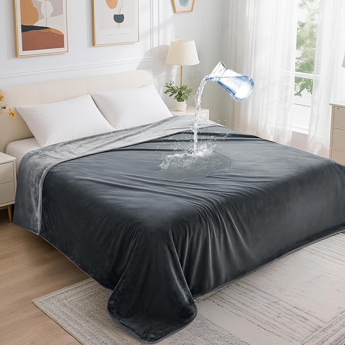 LOOBANI Waterproof Blanket for Bed: Reversible Soft Flannel King Size Bed by LOOBANI