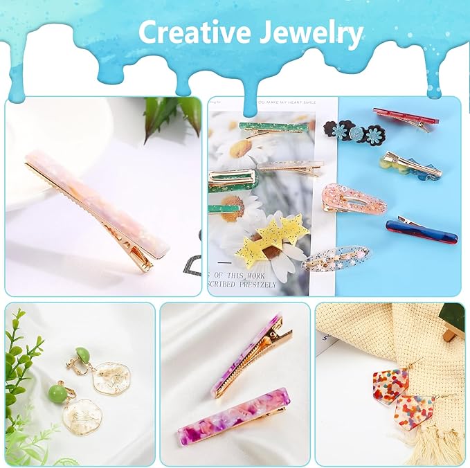 UV Resin Jewelry Making Kit, 400g Crystal Clear Resins with Light and Molds, DIY Jewelry Making Resin Kits, Resina Starter Kit for Keychain, Hair Clip and Earring