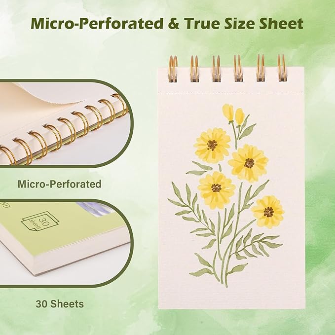 2-Packs Watercolor Paper Pad 3.5x5.5 Inch | 30 Sheets 140lb/300g,Spiral-Bound, Tear-Resistant & No-Bleed | Artist-Grade for Water Color Paper/Ink | Compact Travel Sketchbook (Adults, Students)