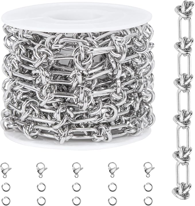 2 Meter Silver Paper Clip Link Chain Roll by kyutong