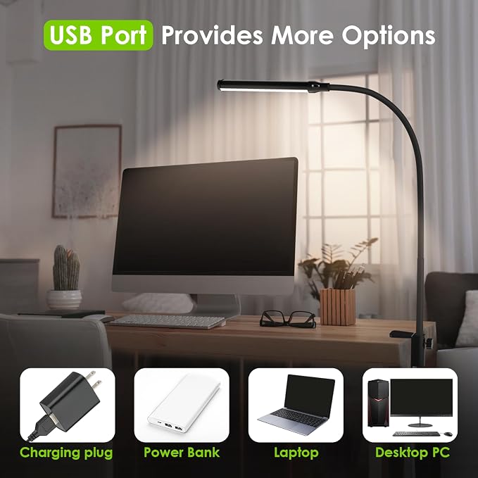 ShineTech LED Desk Lamp with Clamp, Clip On Desk Lamp - Image 6
