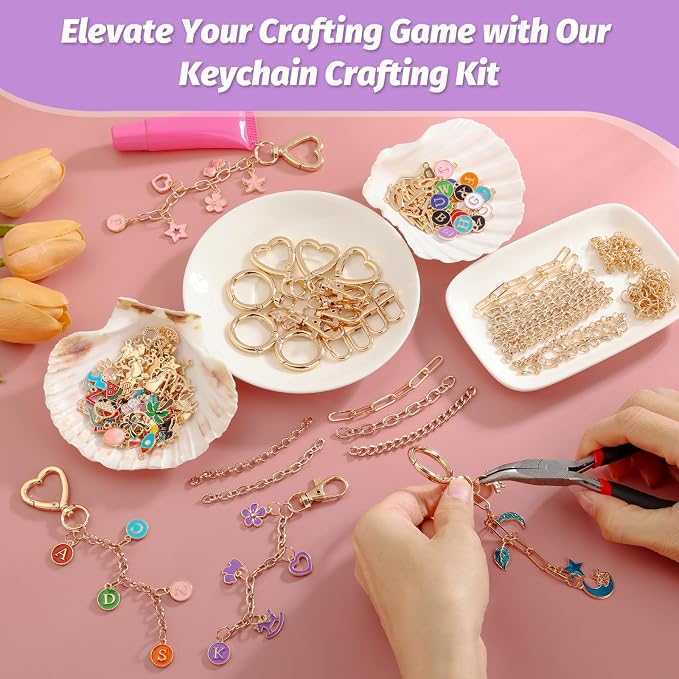 selizo 404Pcs Charms Lip Gloss Keychain Making Kit, DIY Craft Supplies - Image 7