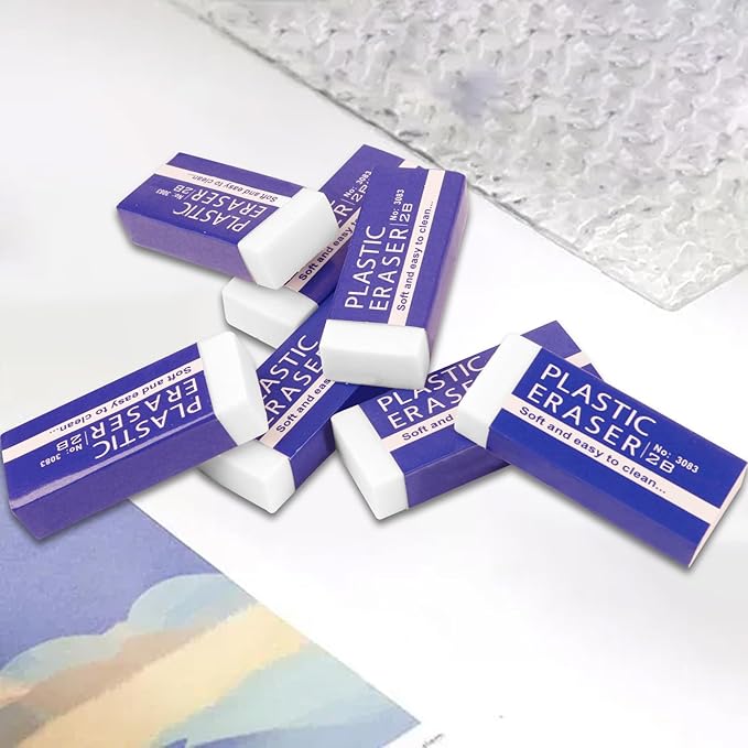 20 Pack Pencil Erasers, Soft, and Durable Erasers for Pencils, Perfect for Artists and Professionals, Long-Lasting Erasing Performance