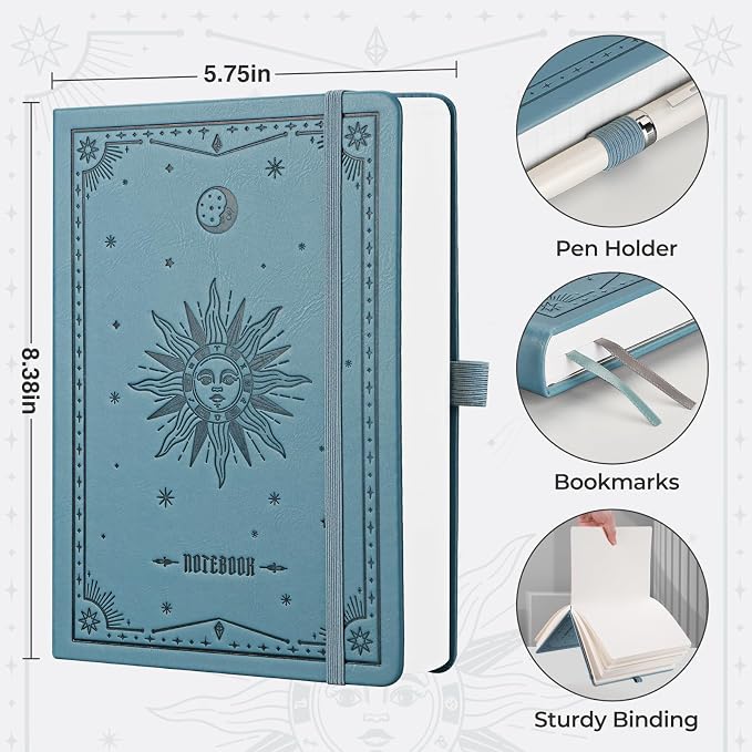 EMSHOI Blank Journal Notebook, 320 Pages, A5 Size | Leather Hardcover, 100 GSM - Image 2
