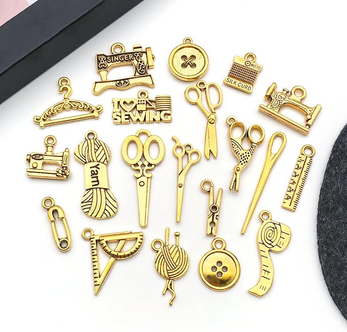 WOCRAFT 60pcs Antique Gold Sewings Bracelet Charms - Image 3
