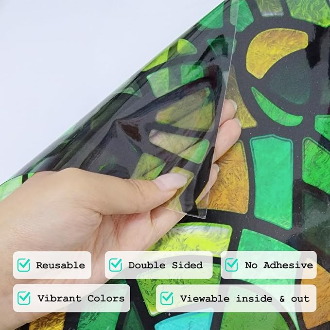 funlife Original Hand-Drawn Stained Glass Window Film, Reusable Double-Sided - Image 6