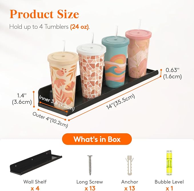 Lifewit Floating Shelves for Bathroom, Acrylic Display Shelf Wall Mounted for - Image 2