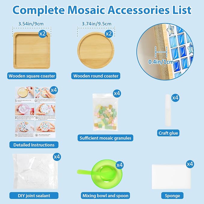 UXORSN 4 Sets DIY Mosaic Tiles for Crafts Mixed Color Mosaic Pieces - Image 3