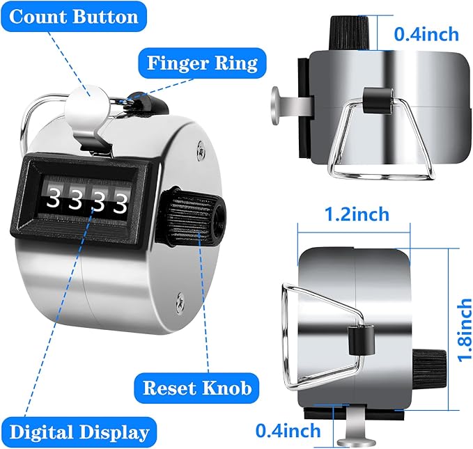 Handheld Mechanical Counter Clicker, 5 Pcs 4-Digital Number Tally Click Counter for School Event Golf Sports Office Stadium