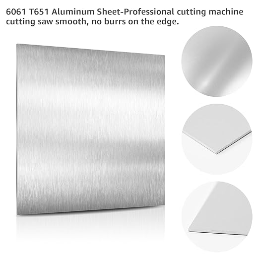 2 Pack 6061 T651 Aluminum Sheet Metal 12" x 12" x 1/16" (0.06") Rectangle Metal Plate Covered with Protective Film, 1.5mm Flat Aluminum Plate for Crafting and Industry
