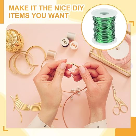 uxcell 16 Gauge / 1.5mm Anodized Aluminum Wire for Jewelry Craft Making, 102 Feet Bendable Flexible Wire for DIY Home Decor Gardening Sculpture, Green