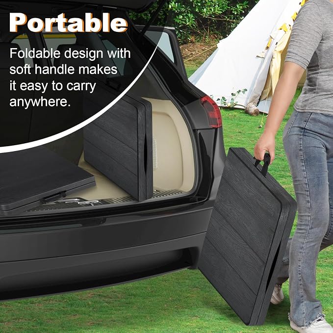 4ft Folding Table, Portable Fold-in-Half Adjustable Height Utility Table - Image 7