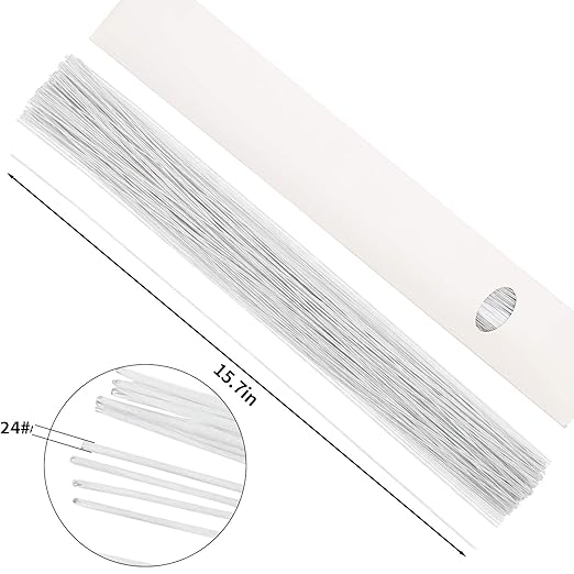 CCINEE 24 Gauge White Floral Wire Stem for Flower Arrangement Craft Supply,16 Inch,200PCS