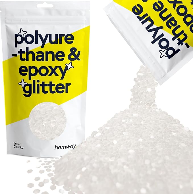 Hemway Glitter for Resin 100g White Iridescent Metallic Crystals for Epoxy Craft Super Chunky Flakes Tumblers Wax Melt