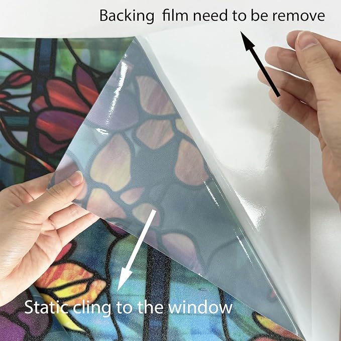 funlife Original Hand-Drawn Privacy Stained Glass Window Film, Single Sided - Image 6