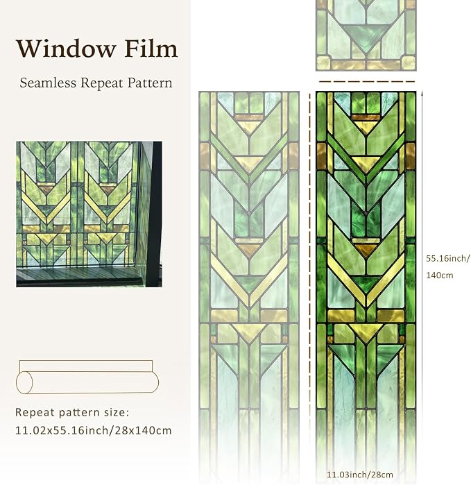 Faux Stained Glass Effect Transparent Window Film, Original Hand Drawn Static - Image 3