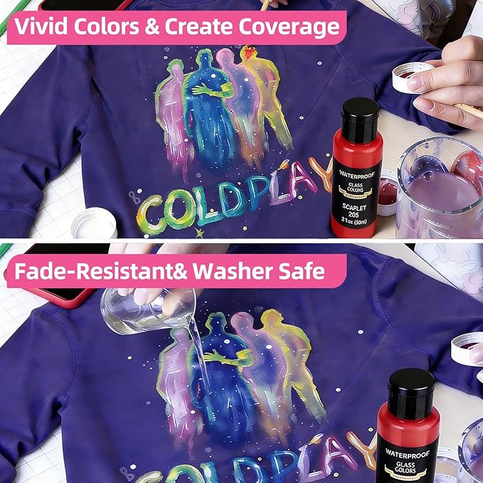 Colorful Fabric Paint Set for Clothes 12 Colors - Image 4