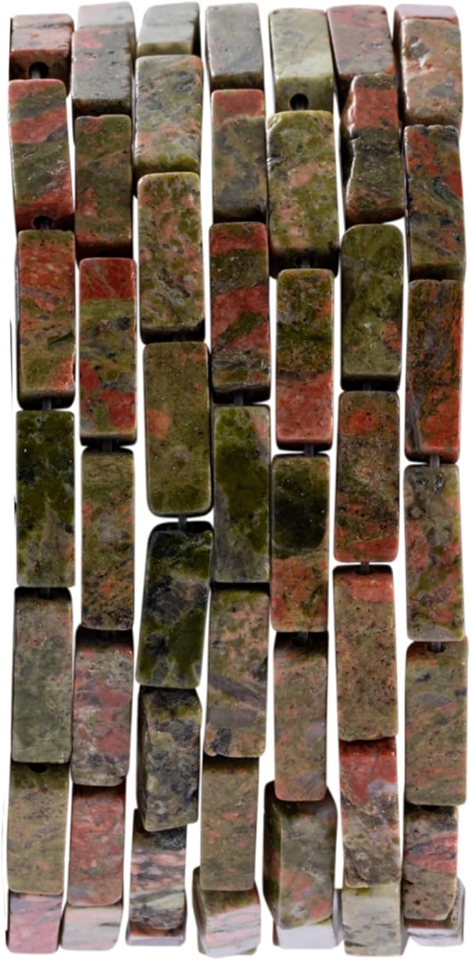 Natural Unakite Rectangle Tube Beads 4x13mm 38cm/str Loose Semi Gemstone Stone Beads for Making Bracelets Necklace Earrings