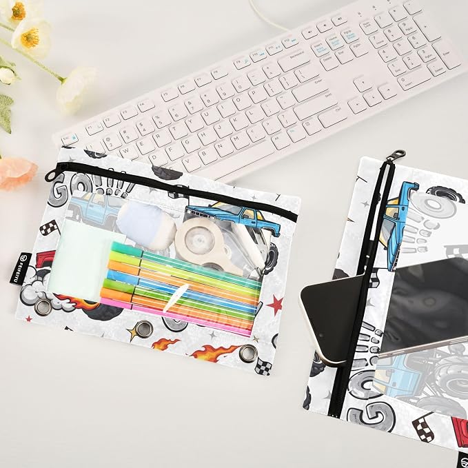 Custom Truck Racing Car Flag Pencil Pouch - Image 5