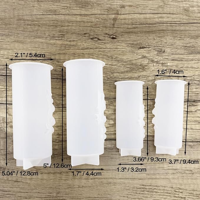 Flower Pillar Candle Molds 4pcs Rose Lily of The Valley Cylinder Silicone Molds for Candle Making Soaps Resin Clay Decoration Crafts DIY (Style -1)