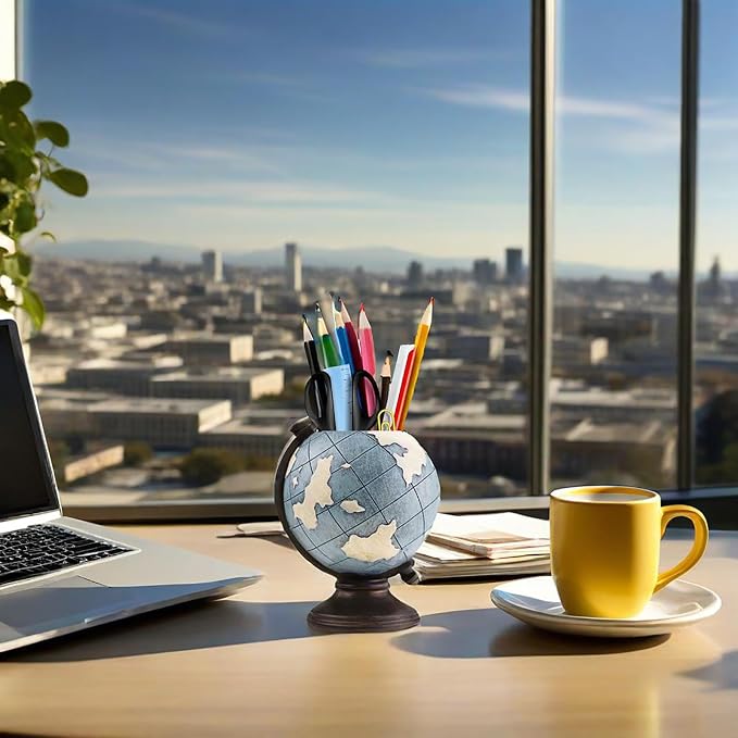 MUAMAX Globe Pen Pencil Holder for Desk Pen Organizer for Desk Desktop - Image 6