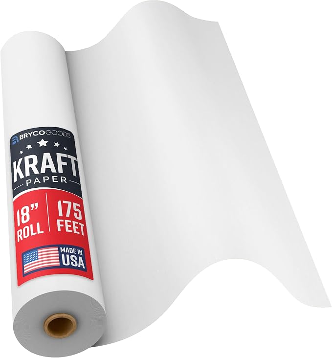 Bryco Goods 18”x2100” White Kraft Paper Roll by BrycoGoods
