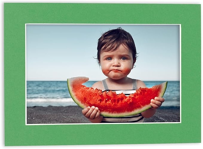 11x14 Mat for 8.5x11 Photo - Precut Bright Green Picture Matboard for Frames 11 x 14 Inches - Bevel Cut to Display Art 8.5 x 11 Inches - Acid Free Pack of 25 MATS with Backing Boards & Clear Bags